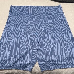 Blue Wave Pattern Bike Shorts